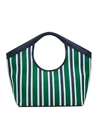 Canvas Striped Large Tote Bag with Strap
