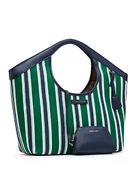 Canvas Striped Large Tote Bag with Strap