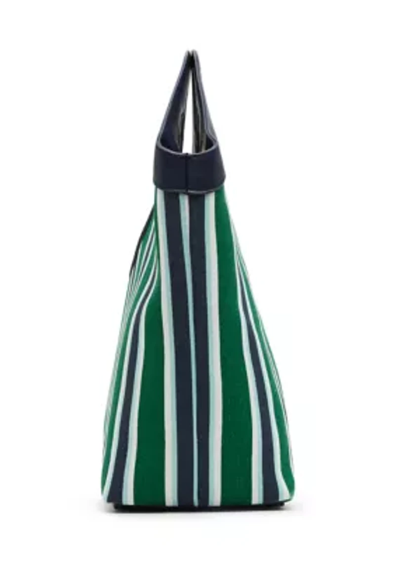 Canvas Striped Large Tote Bag with Strap