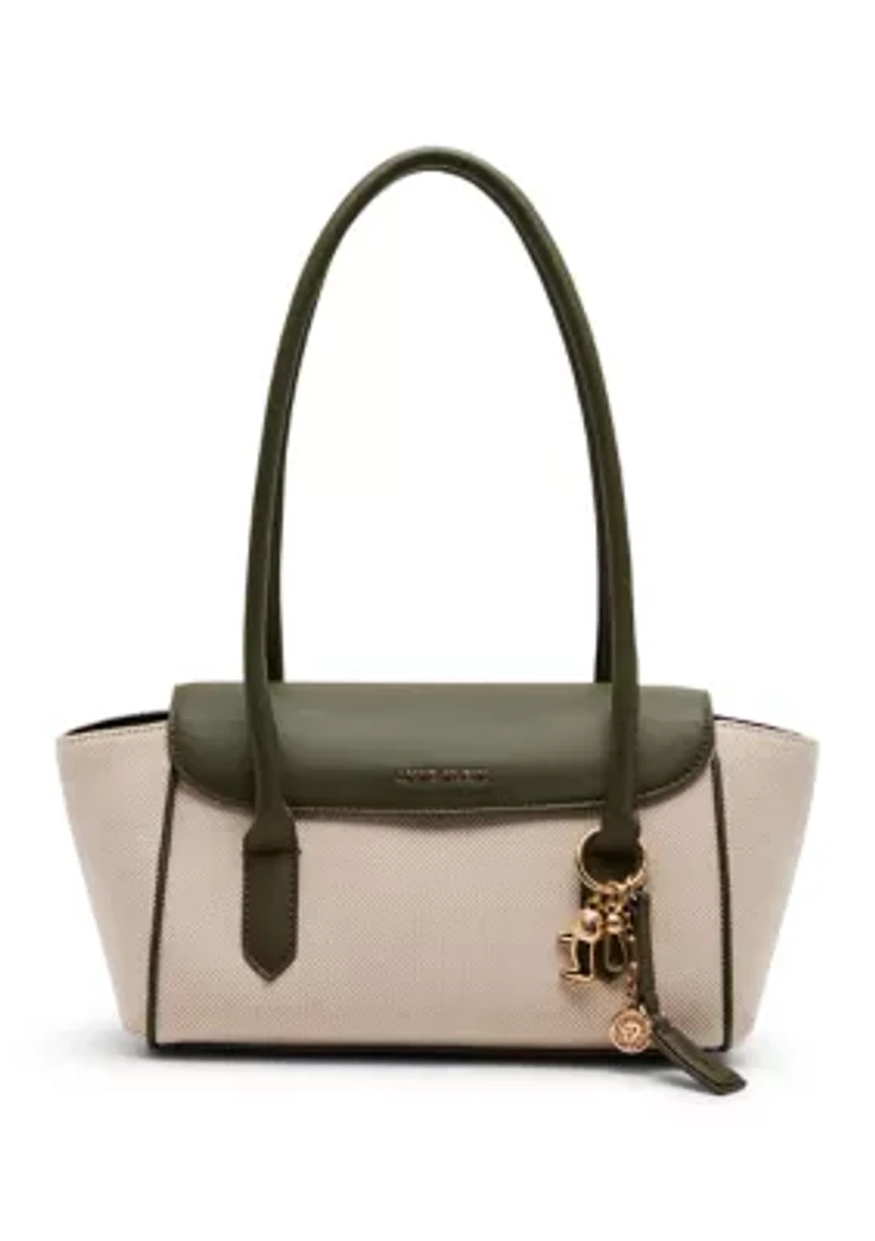 Canvas Shoulder Bag with Charm