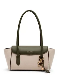 Canvas Shoulder Bag with Charm