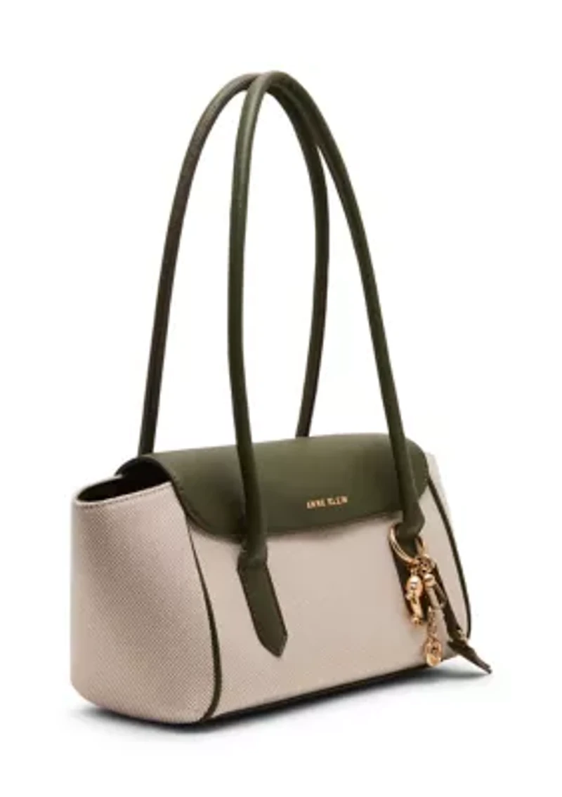 Canvas Shoulder Bag with Charm