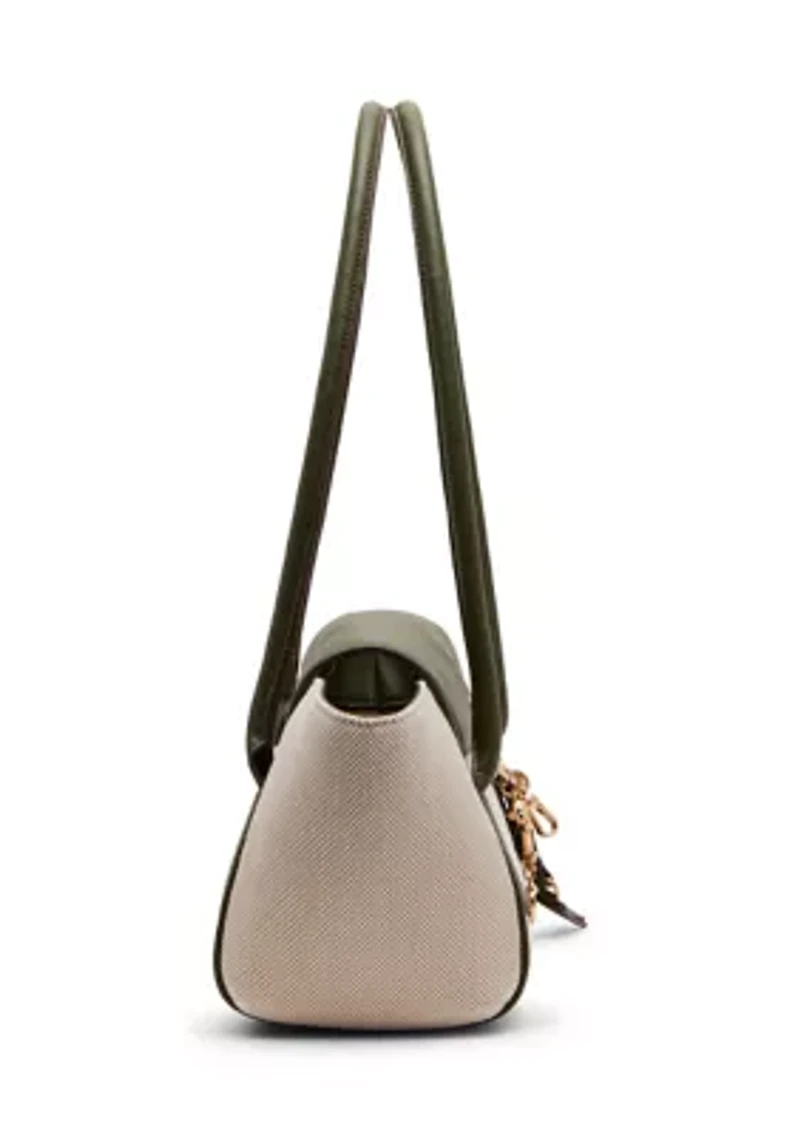 Canvas Shoulder Bag with Charm