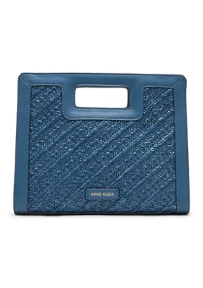 Straw Cutout Handle Crossbody Bag