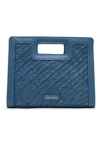 Straw Cutout Handle Crossbody Bag