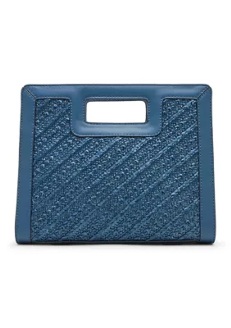 Straw Cutout Handle Crossbody Bag