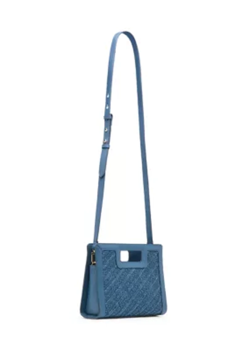Straw Cutout Handle Crossbody Bag