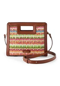 Straw Cutout Handle Crossbody Bag