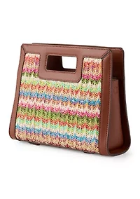 Straw Cutout Handle Crossbody Bag