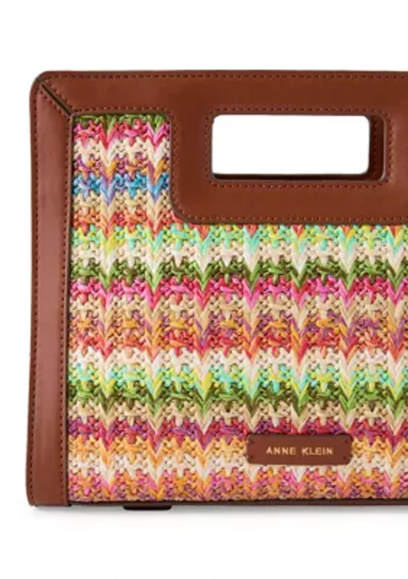 Straw Cutout Handle Crossbody Bag