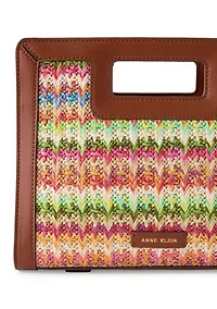 Straw Cutout Handle Crossbody Bag