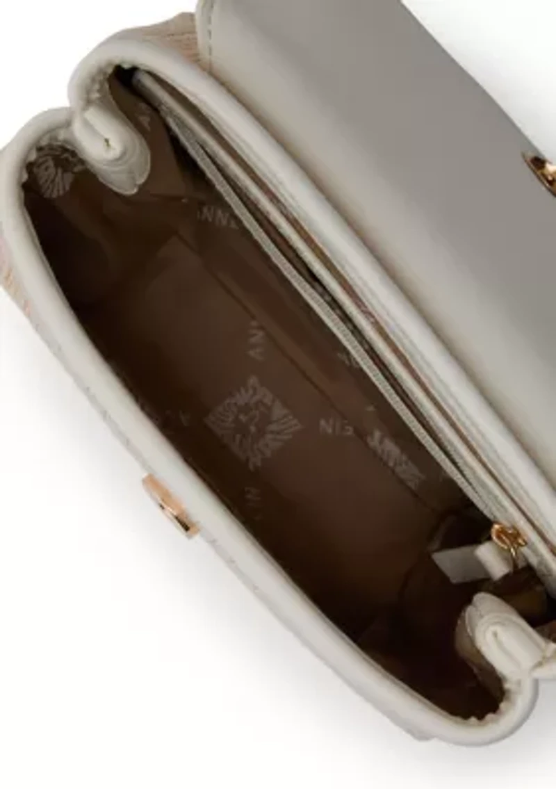 Straw Top Handle Floral Crossbody Bag