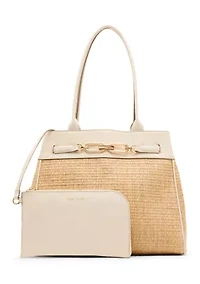 Straw Tote with Strap