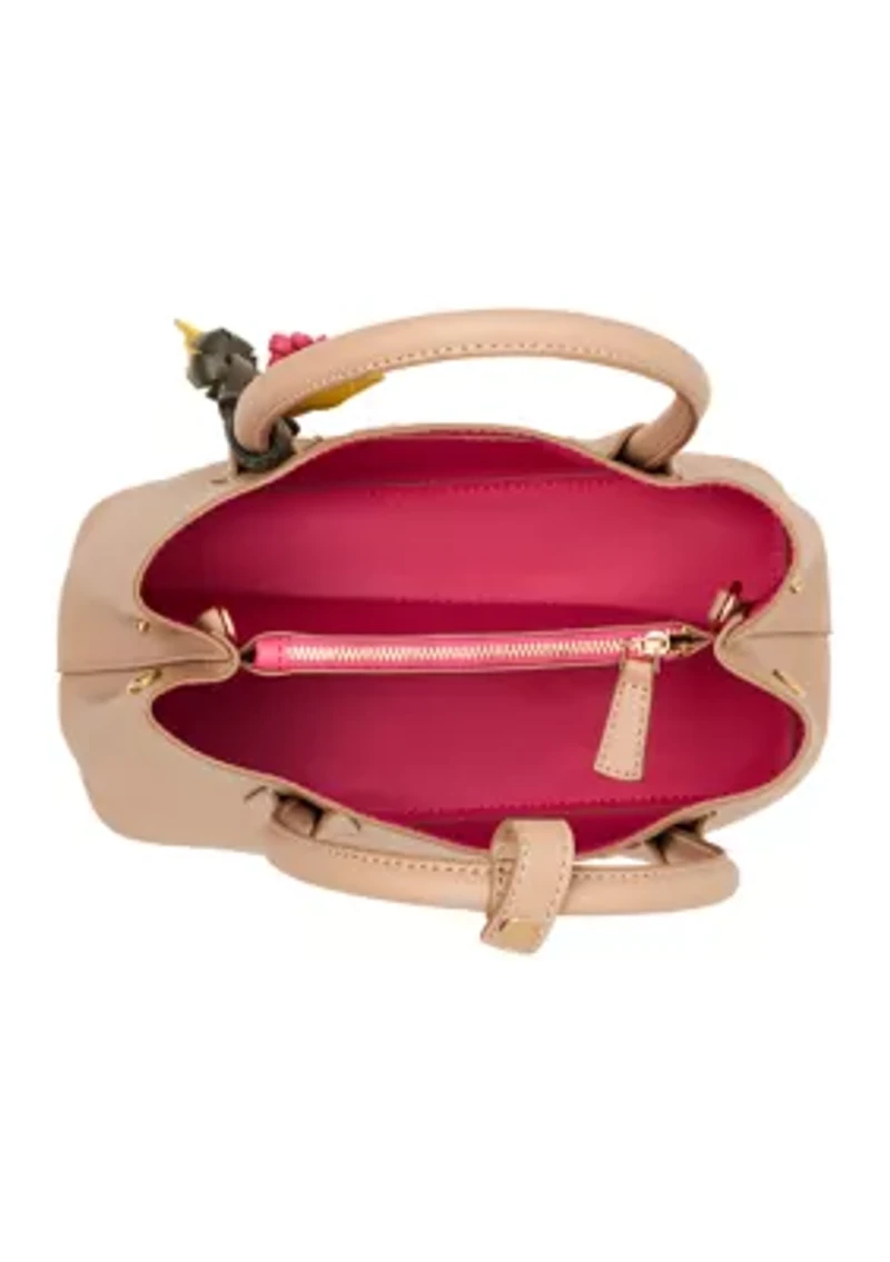 Bonded Satchel with Floral Charm