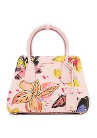 Bonded Butterfly Print Satchel with Strap