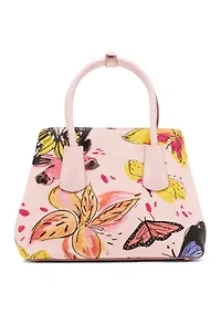 Bonded Butterfly Print Satchel with Strap