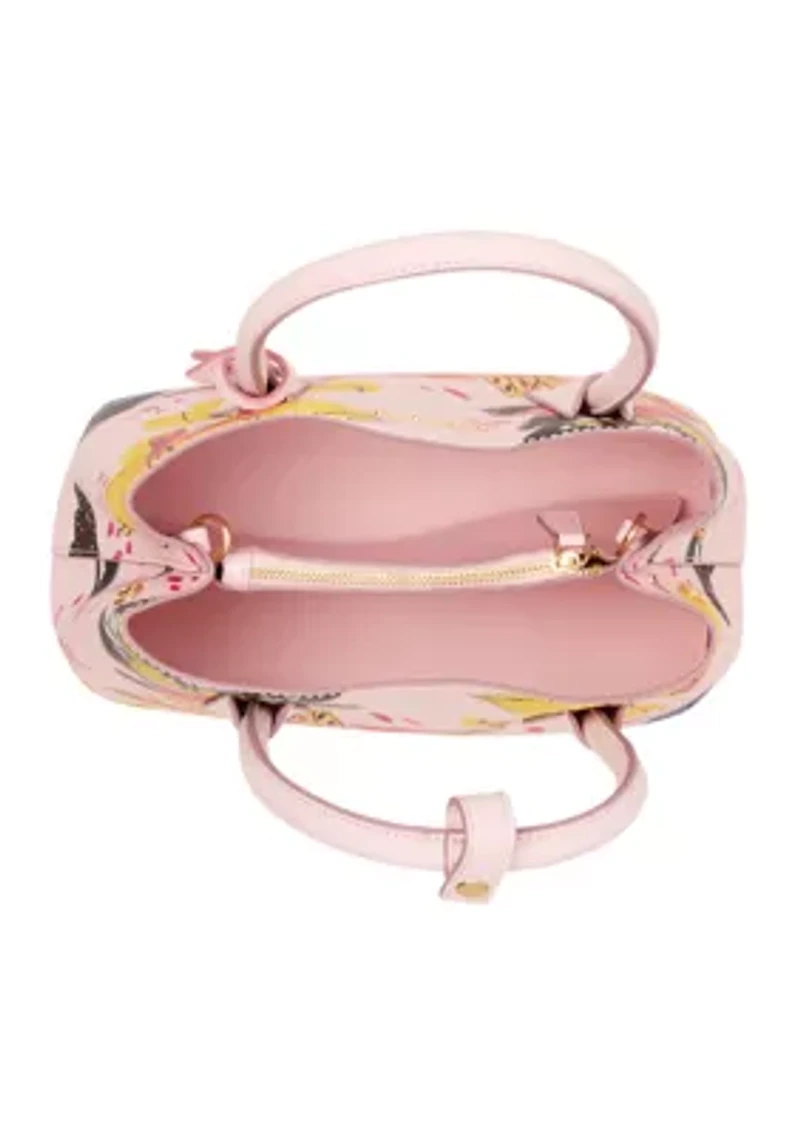 Bonded Butterfly Print Satchel with Strap