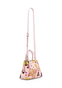 Bonded Butterfly Print Satchel with Strap