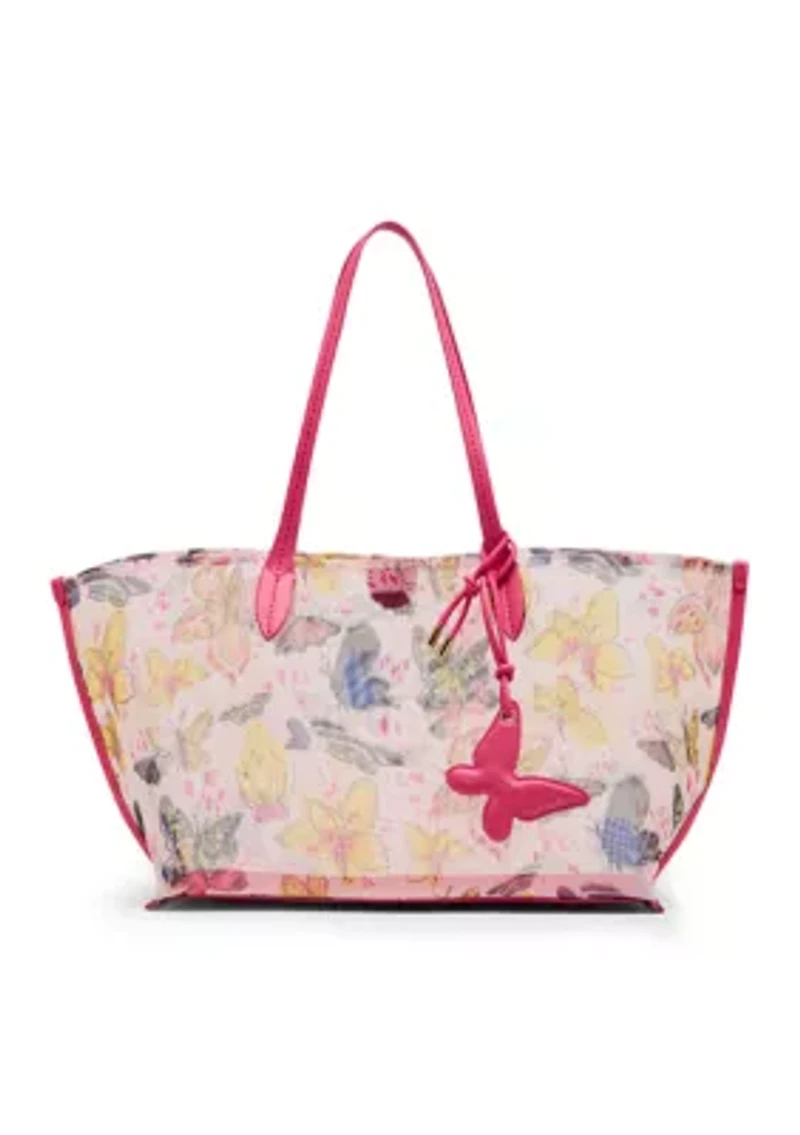 Butterfly Print Mesh Tote Bag