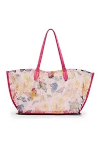 Butterfly Print Mesh Tote Bag