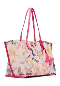 Butterfly Print Mesh Tote Bag