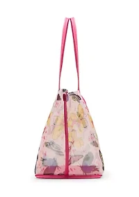 Butterfly Print Mesh Tote Bag