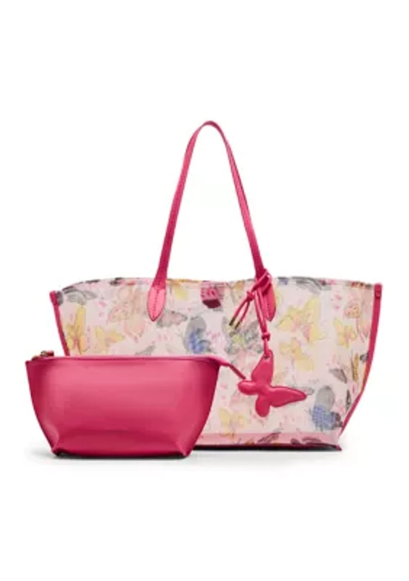 Butterfly Print Mesh Tote Bag