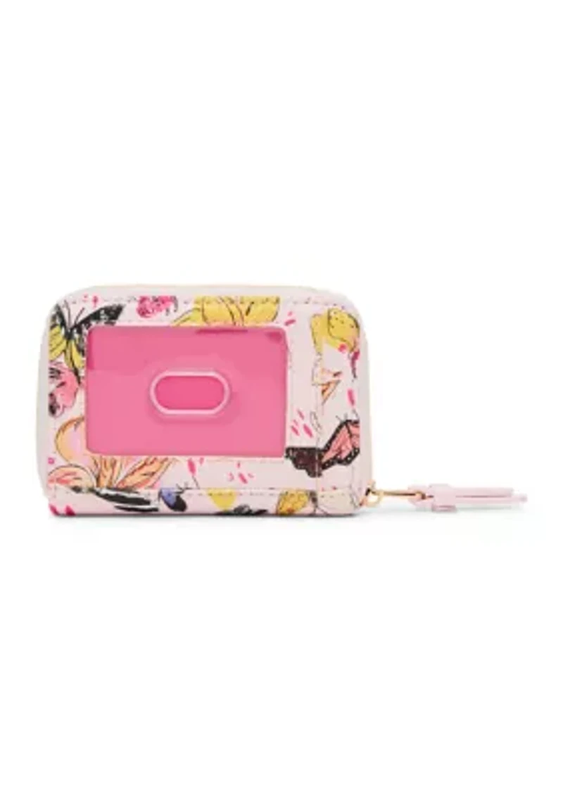 Butterfly Floral Print Small Zip Around Wallet
