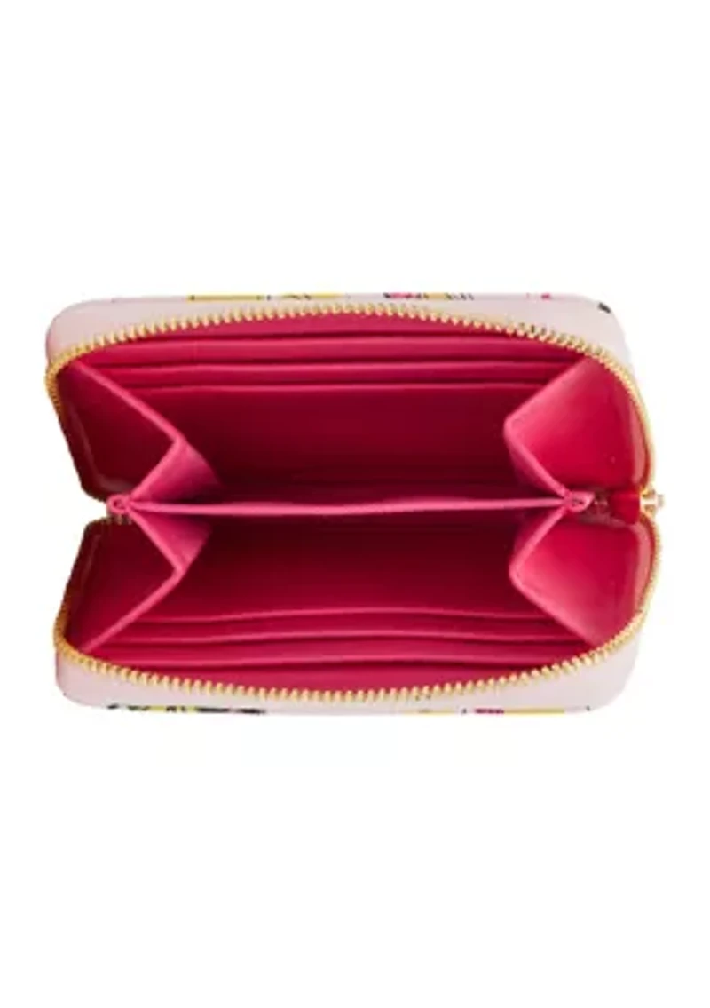 Butterfly Floral Print Small Zip Around Wallet