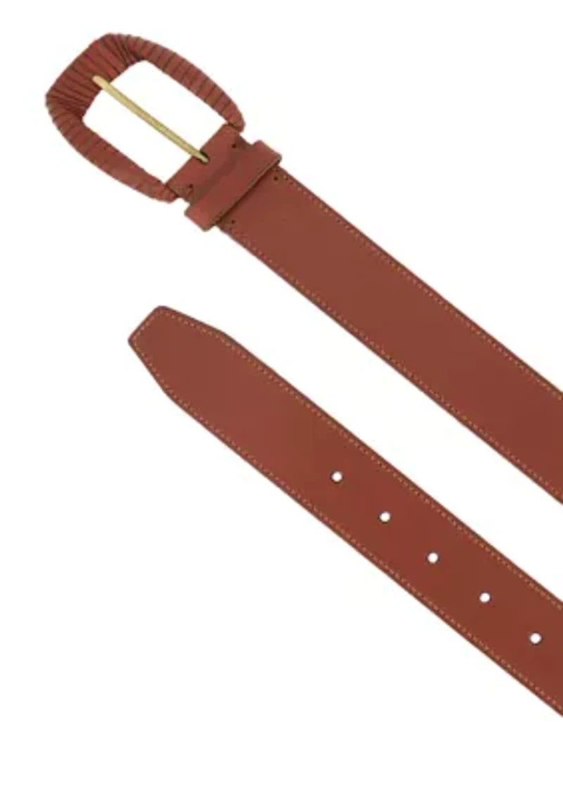 35MM Wrapped Buckle Leather Belt