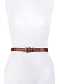 30MM Embossed Edge Eyelet Leather Belt