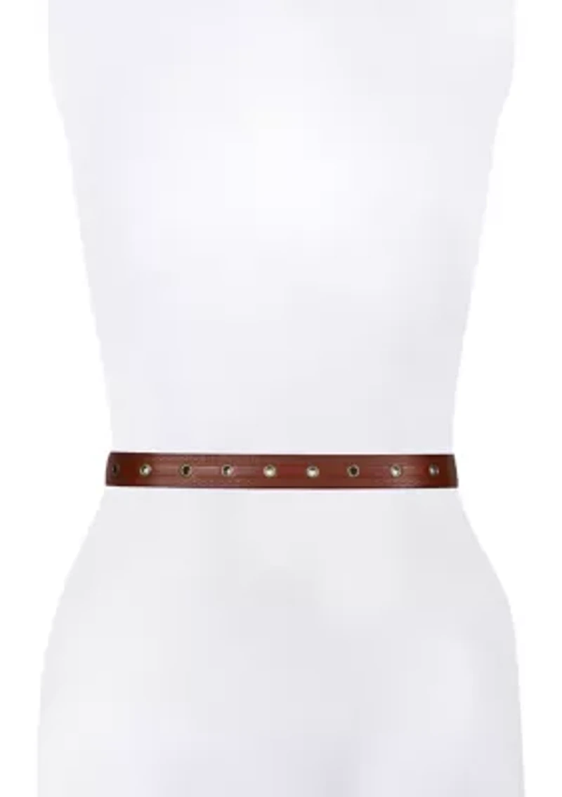 30MM Embossed Edge Eyelet Leather Belt