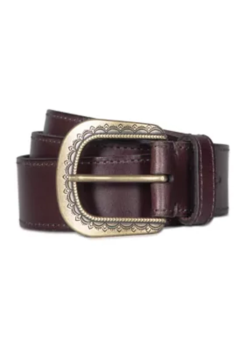 38 Millimeter Belt with Engraved Buckle