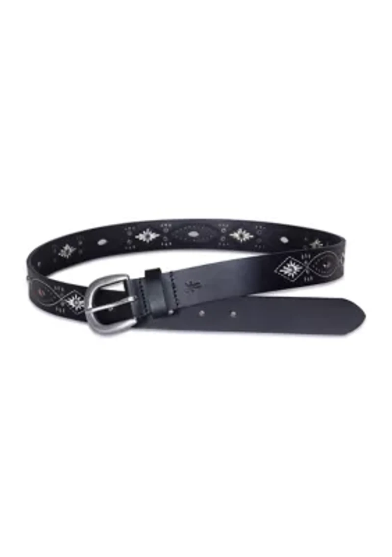 30 Millimeter Belt with Embroidered Perforated Rivots