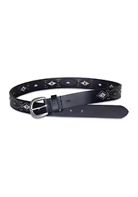 30 Millimeter Belt with Embroidered Perforated Rivots