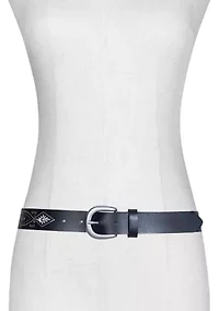 30 Millimeter Belt with Embroidered Perforated Rivots