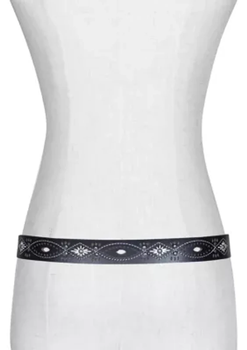 30 Millimeter Belt with Embroidered Perforated Rivots