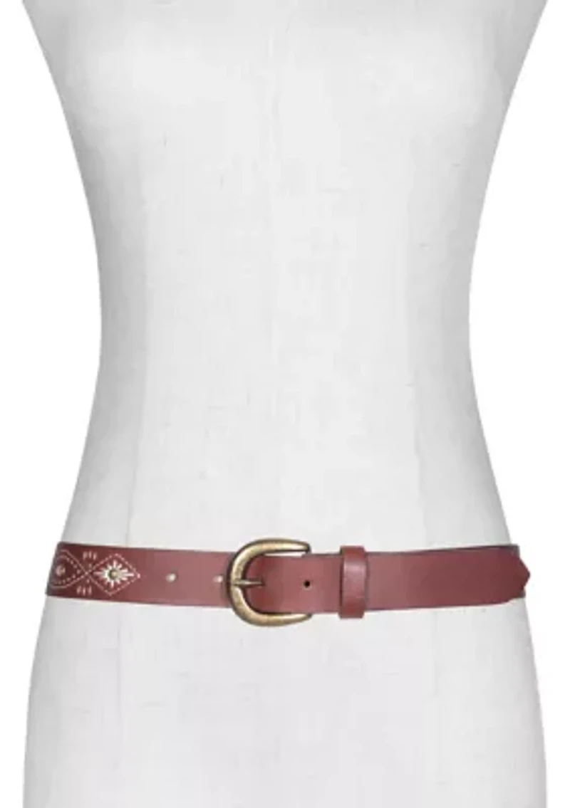 30 Millimeter Belt with Embroidered Perforated Rivots