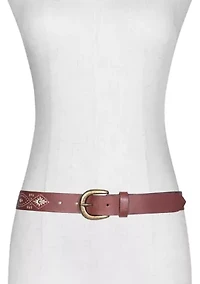 30 Millimeter Belt with Embroidered Perforated Rivots