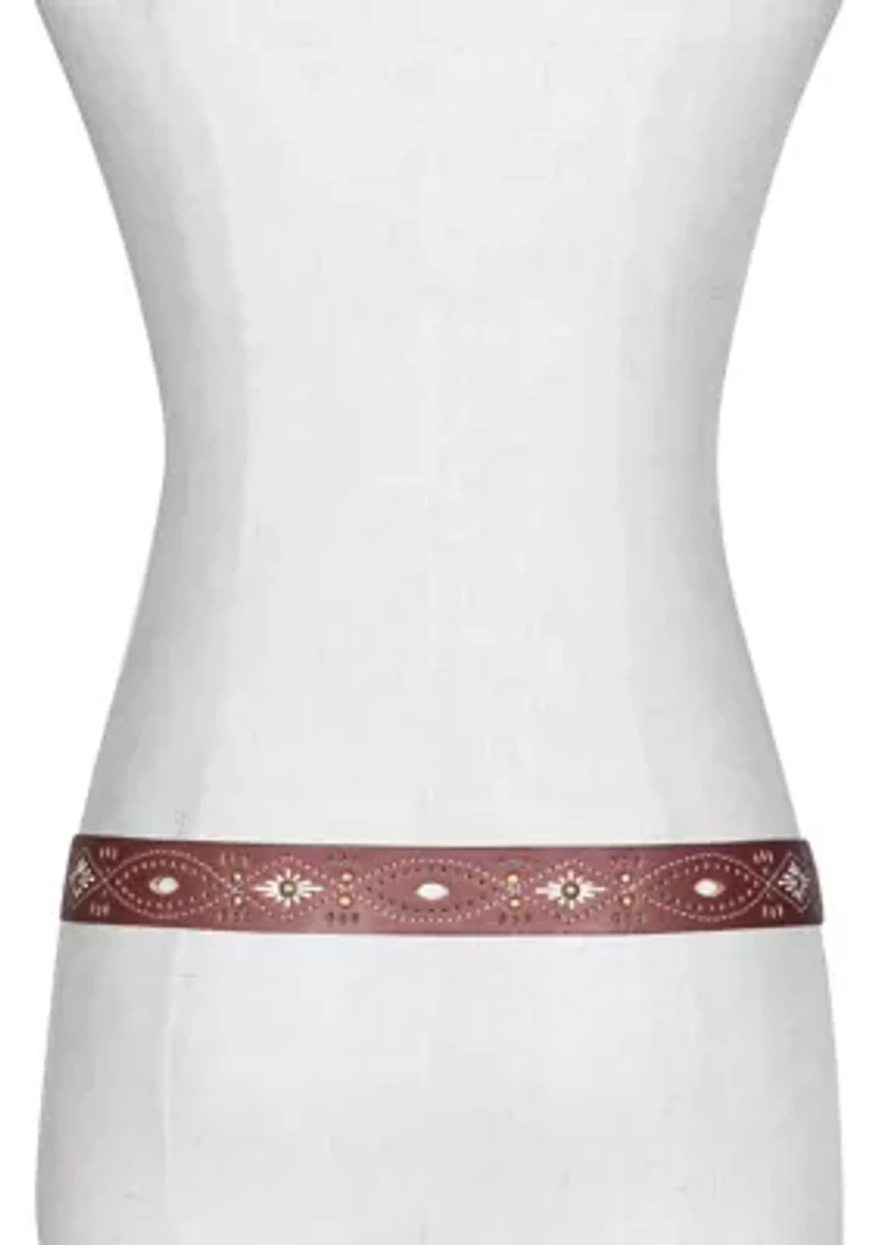 30 Millimeter Belt with Embroidered Perforated Rivots