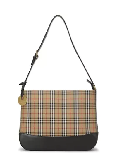 Burberry JP Black Haymarket Check Pocket Tote Medium - FINAL SALE, NO RETURNS