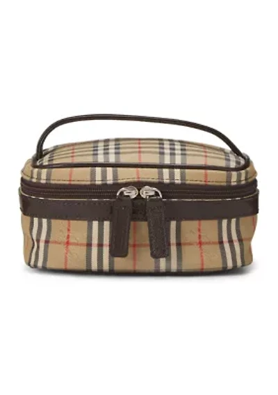 Burberry Brown Haymarket Check Round Vanity Mini Bag - FINAL SALE, NO RETURNS