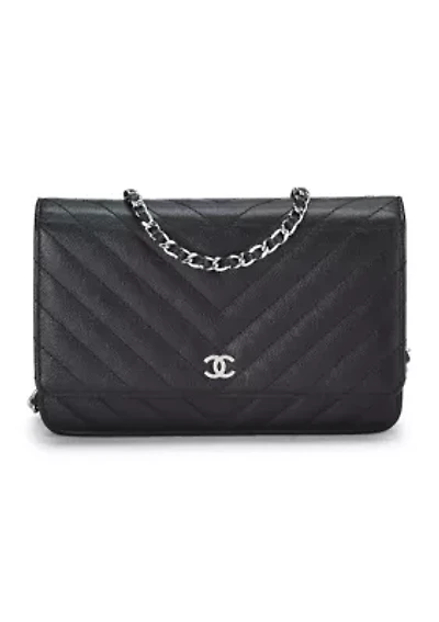 Chanel Black Caviar Chevron Wallet on Chain (WOC) - FINAL SALE, NO RETURNS