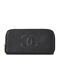 	  Chanel Black Caviar CC Zip Around Wallet - FINAL SALE, NO RETURNS 