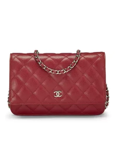 Chanel Burgundy Quilted Caviar Classic Wallet On Chain - FINAL SALE, NO RETURNS