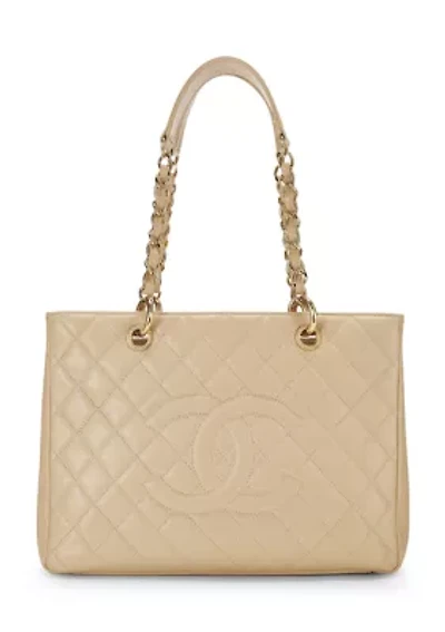 Chanel Beige Quilted Caviar Grand Shopping Tote (GST) - FINAL SALE, NO RETURNS
