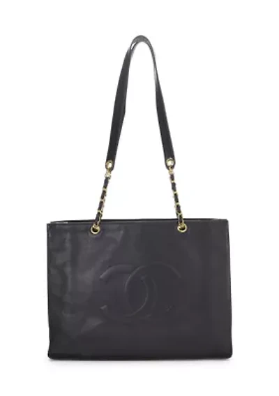 Black Caviar Flat Chain Handle Tote - FINAL SALE, NO RETURNS