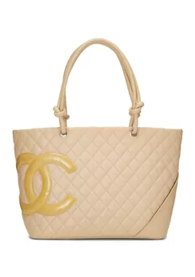Chanel Beige Quilted Calfskin Cambon Tote Large - FINAL SALE, NO RETURNS