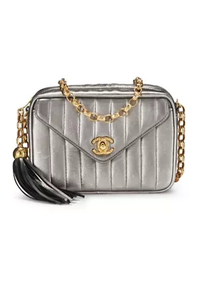 Chanel Silver Quilted Lambskin Envelope Camera Bag Mini - FINAL SALE, NO RETURNS