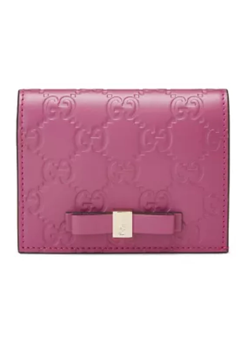 Gucci Pink Guccissima Bow Bifold Wallet - FINAL SALE, NO RETURNS